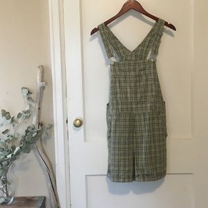 Plaid Overall Shorts